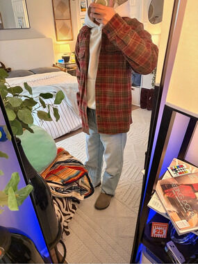 Orvis Classic Collection Plaid Flannel Shirt Red & Green Large